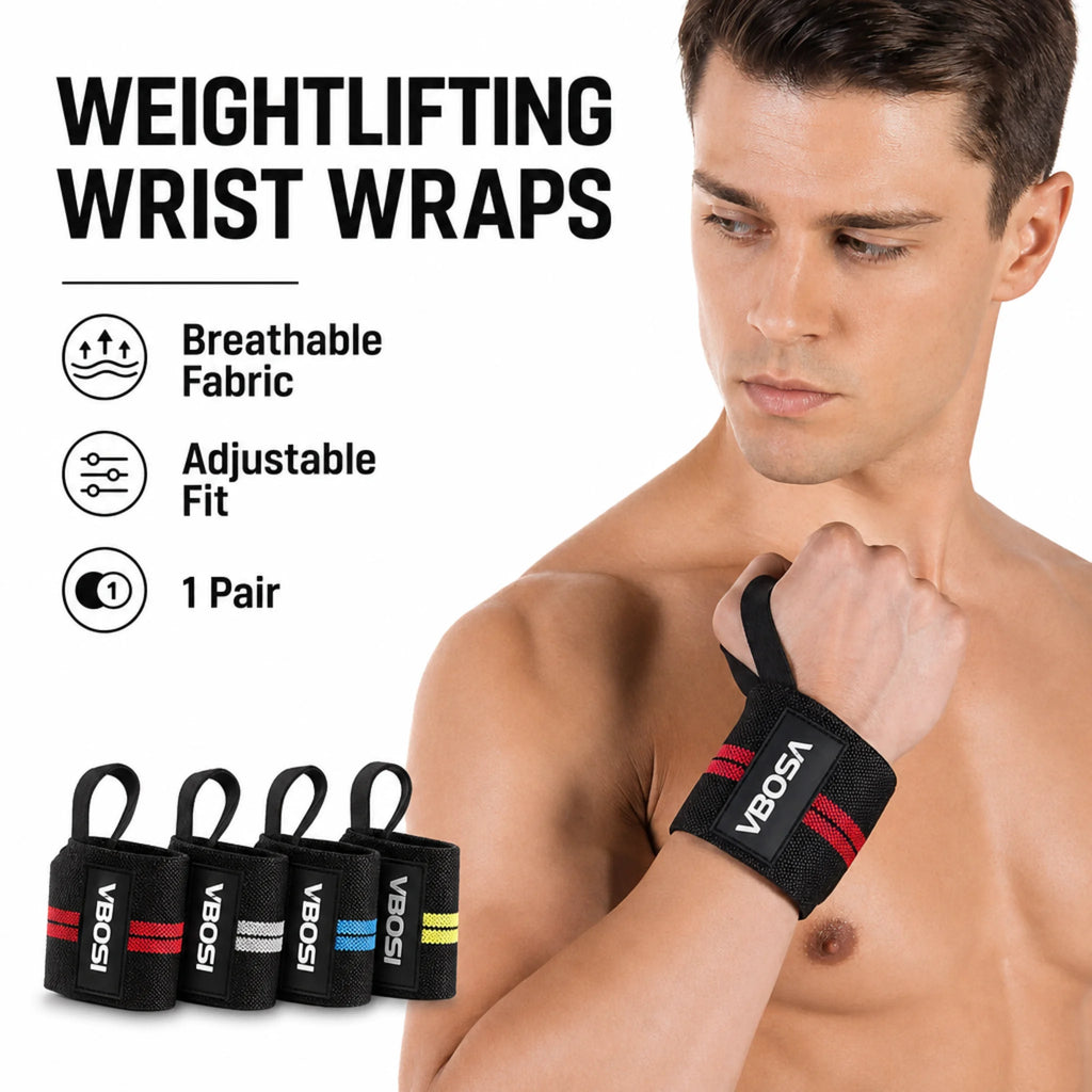 VBOSi Wrist Wraps Wrist Support Brace - Extra Strength Weight Lifting Wristband Bandage Straps for Fitness Gym Training