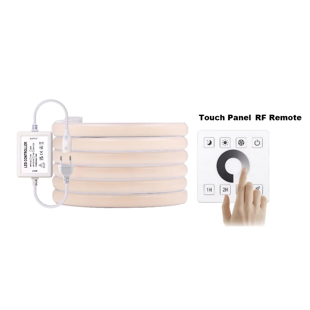 LED neon strip light kit with touch panel RF remote and power control box