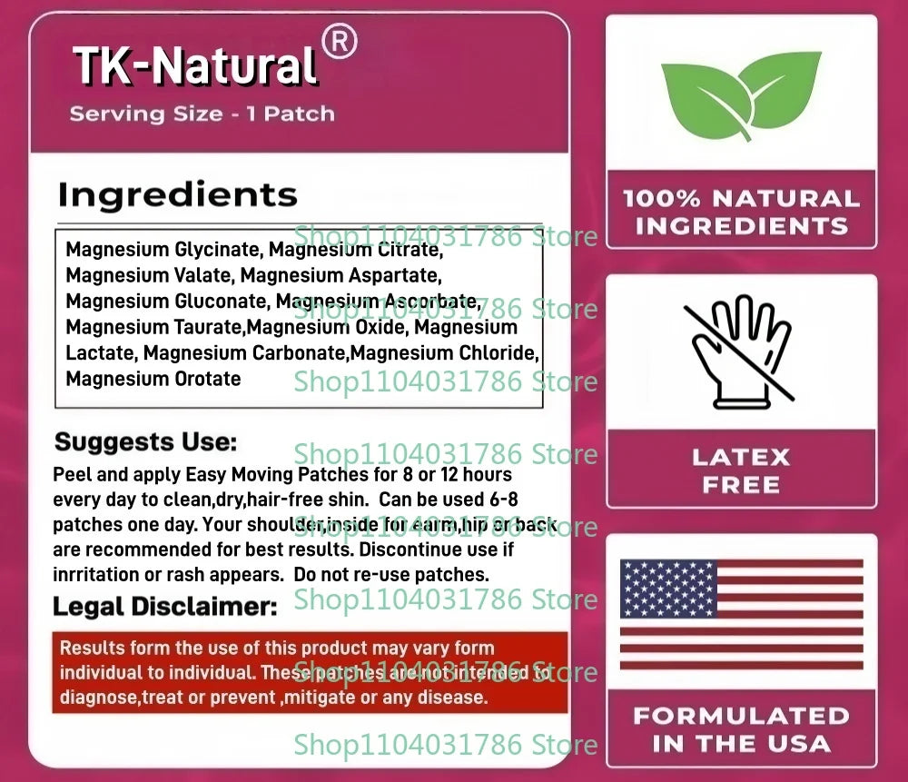 30 Patches Liposomal Magnesium Complex Transdermal Patches Citrate,Glycinate,Malate,Oxide,and More -Support Bone & Muscle