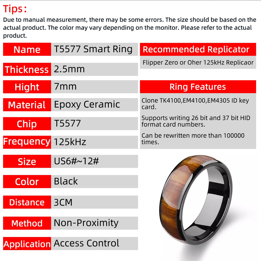Tidesmit 125kHz RFID Smart Finger Ring - Rewritable Fitness Tracker Tidesmit