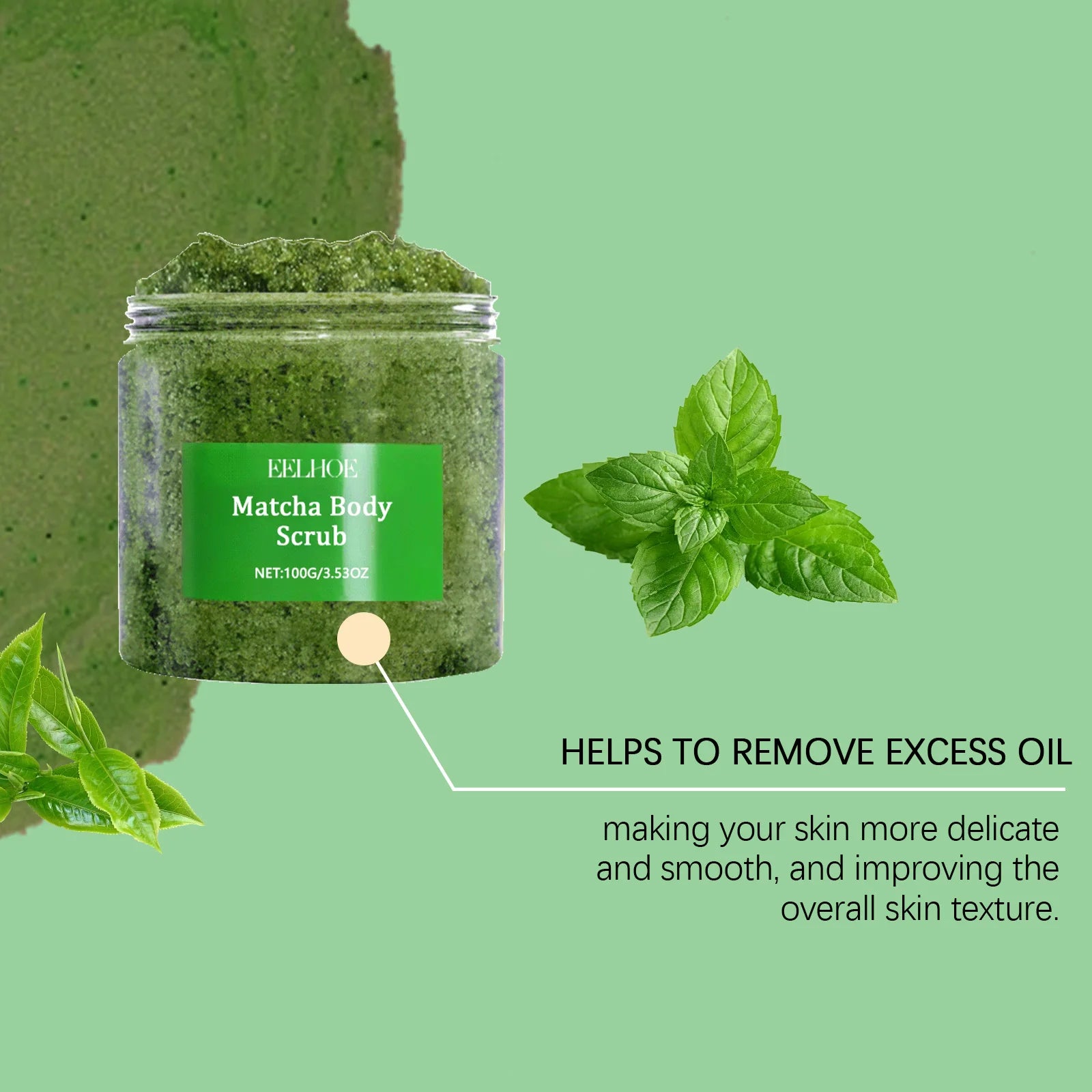 Green Tea Body Scrub Exfoliating Salt - Natural Skin Smoothing Treatment Scrubs Treatments Tidesmit