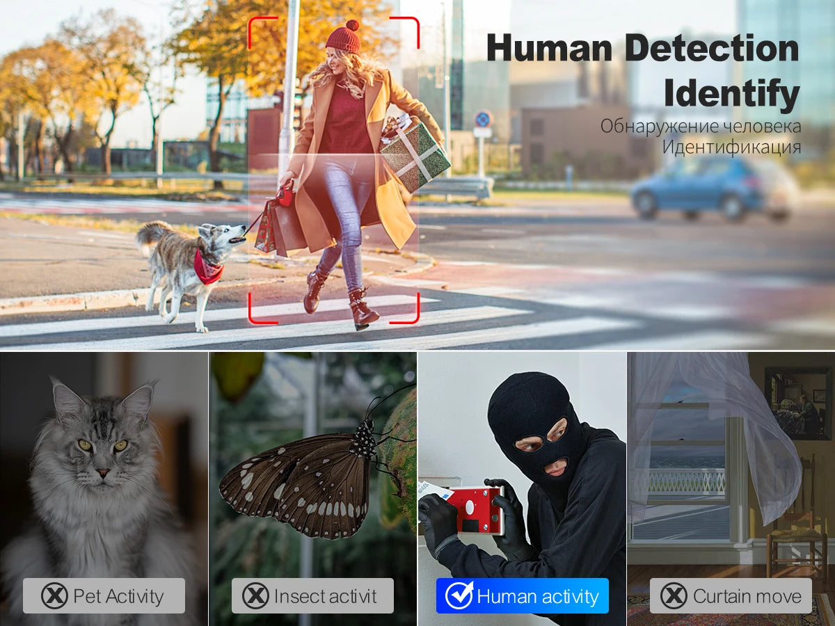 Techage 8MP POE IP Camera Dual Lens HD CCTV Video Smart AI Outdoor Audio Auto Tracking PTZ  Camera Surveillance Security System