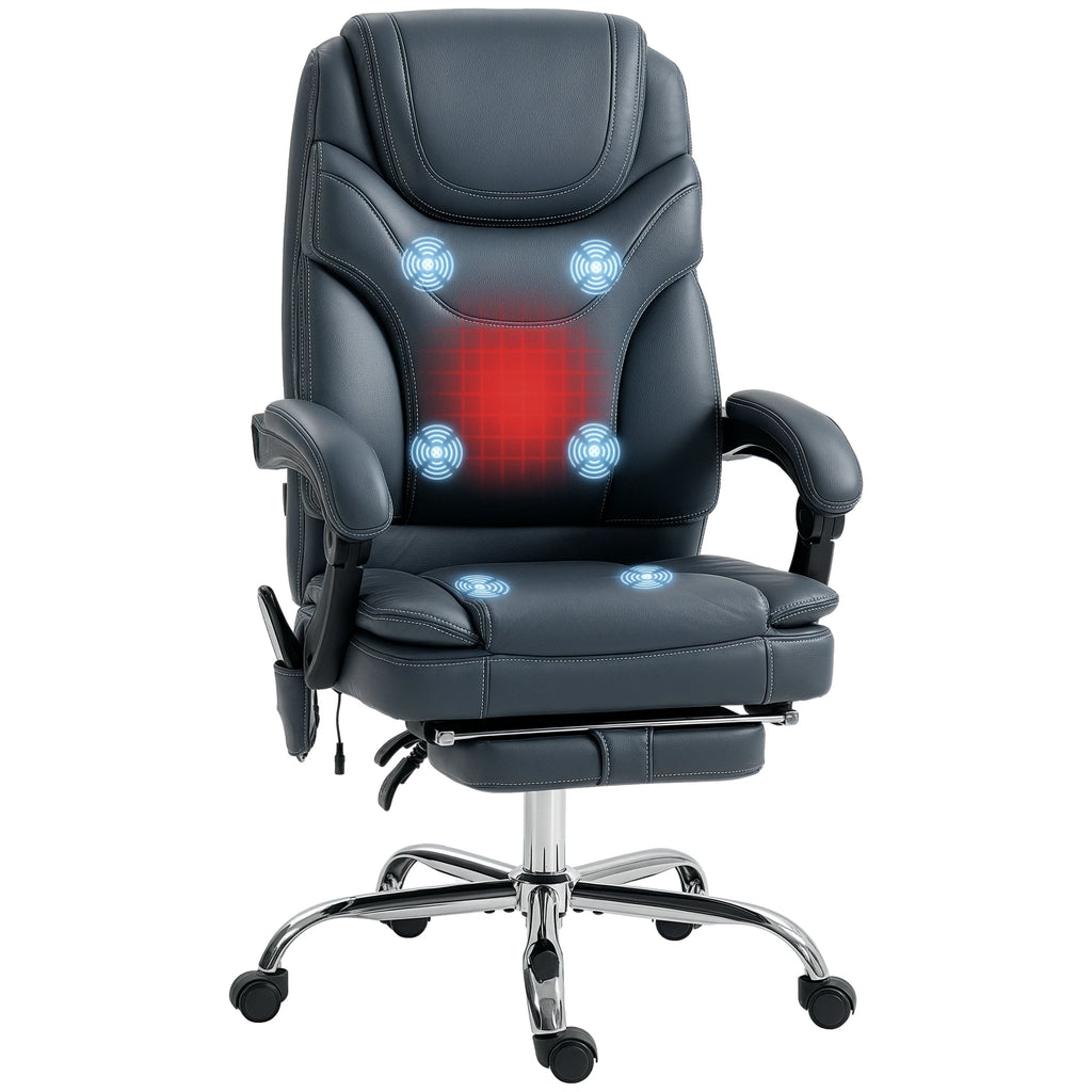 Gray massage recliner chair showing glowing back nodes and padded seat cushion