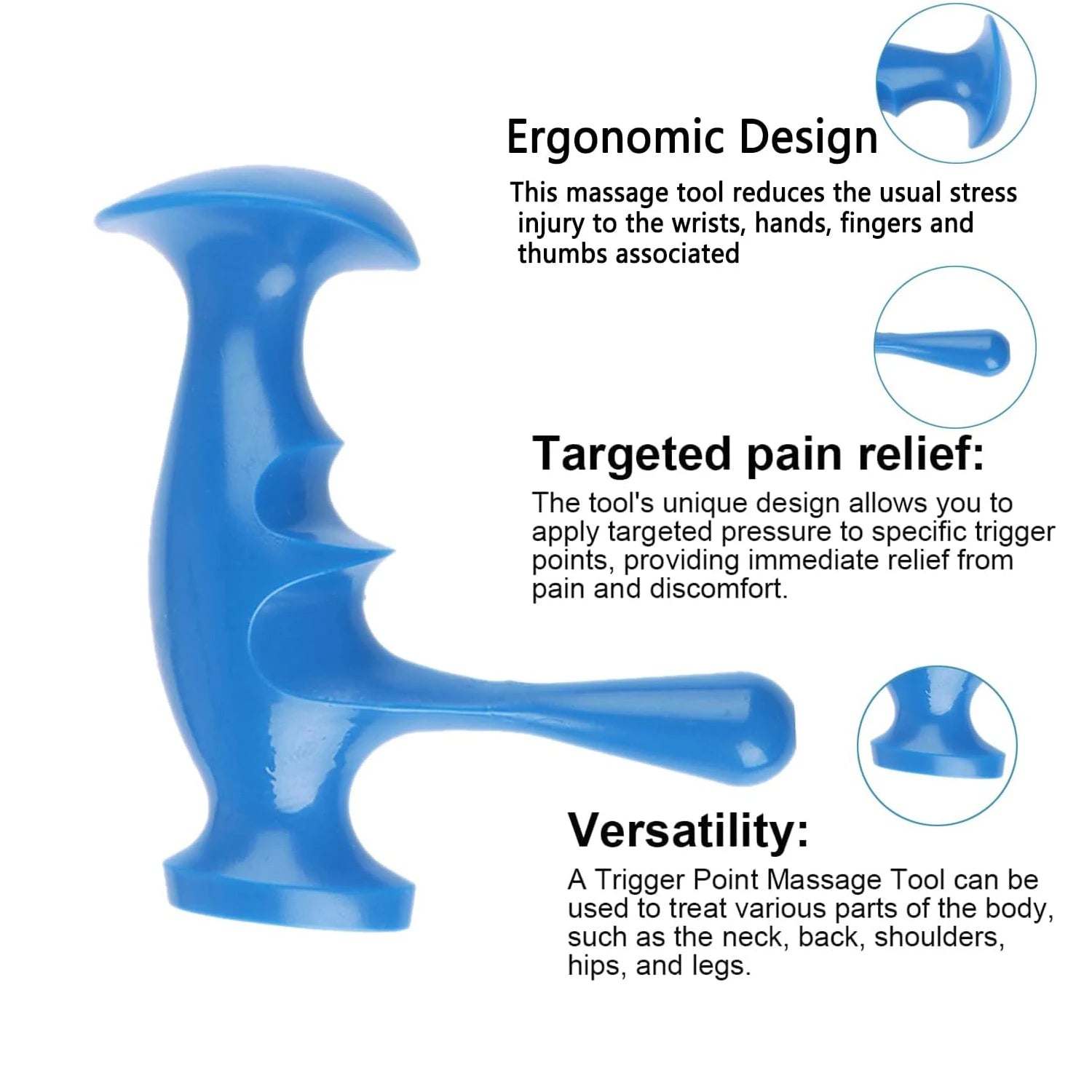 Trigger Point Massage Tool for Deep Tissue Relief - 2 Pack Blue Relaxation Treatment Tidesmit