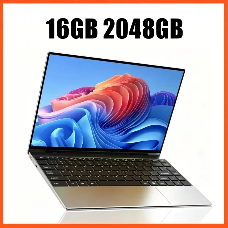 2026 New14.1 Inch Ultra Thin Laptop Intel N95 Win11 DDR4 2TB SSD Portable Slim Business Office Student Notebook PC 16GB 32GB RAM