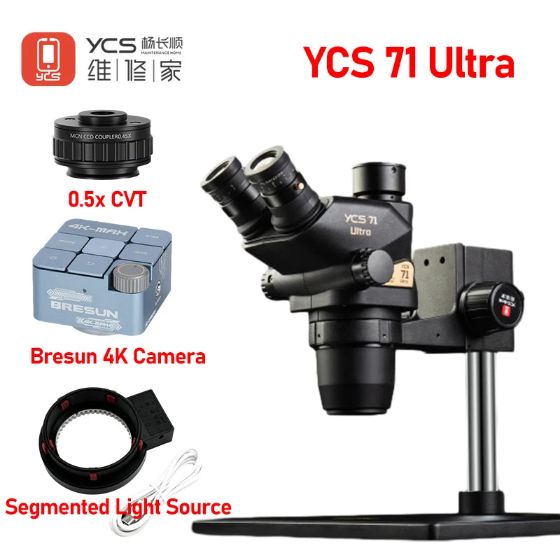 NEW YCS 71 Ultra HD Trinocular Microscope Head 0.67X-45X Zoom for Phone Electronic Repair Microscope Camera