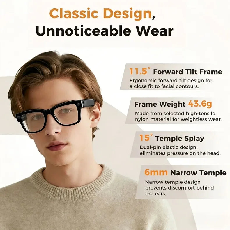 AI Smart Glasses with 8MP Camera and Real-Time Translation - Tidesmit Tidesmit