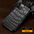 Crocodile Leather iPhone 17 Pro Case – Slim Shock-Absorbing Cover black 1 Tidesmit