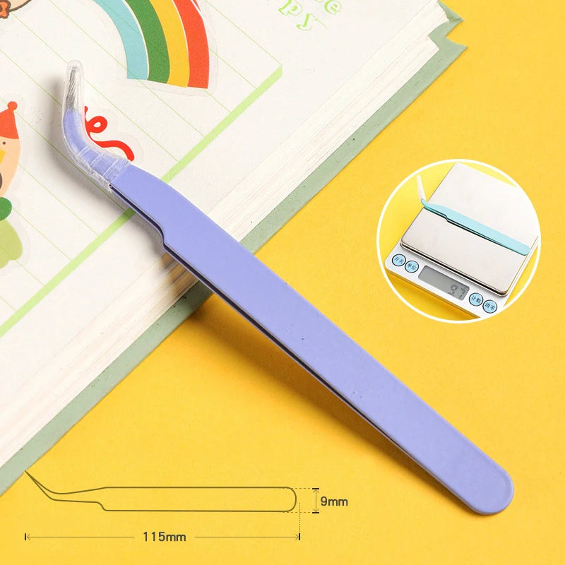 Eyelash Tweezers Set for False Eyelashes - Precision Applicator Tools False Eyelashes Purple Curved Tidesmit