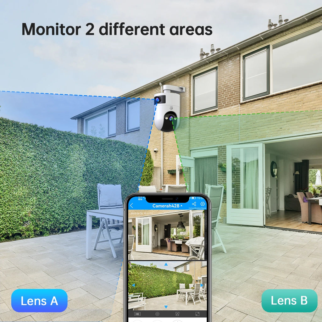Jooan WiFi Surveillance Camera Dual Lens 4K 8MP HD Outdoor IP Camera AI Tracking Security Protection Wireless Smart Baby Monitor