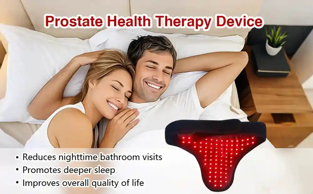 82 LED red light therapy wrap belt for prostate health, featuring 660nm and 850nm infrared light for pain relief.