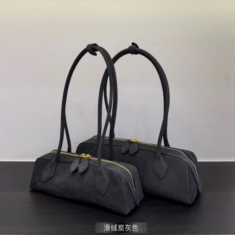 2026 high-quality genuine leather sausage bag, high-end customized high silk gloss leather handbag, women's shoulder bag