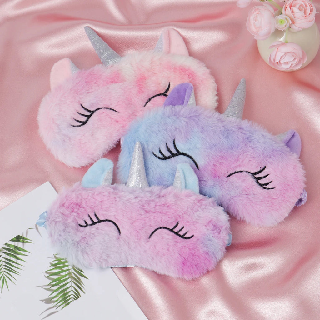 1pc/3pcs/5pcs-Cartoon Unicorn Party Anime Sleeping Mask Kids Gift Cute Blindfolds Travel Sleep Eye Band Shade Rest Eyepatch