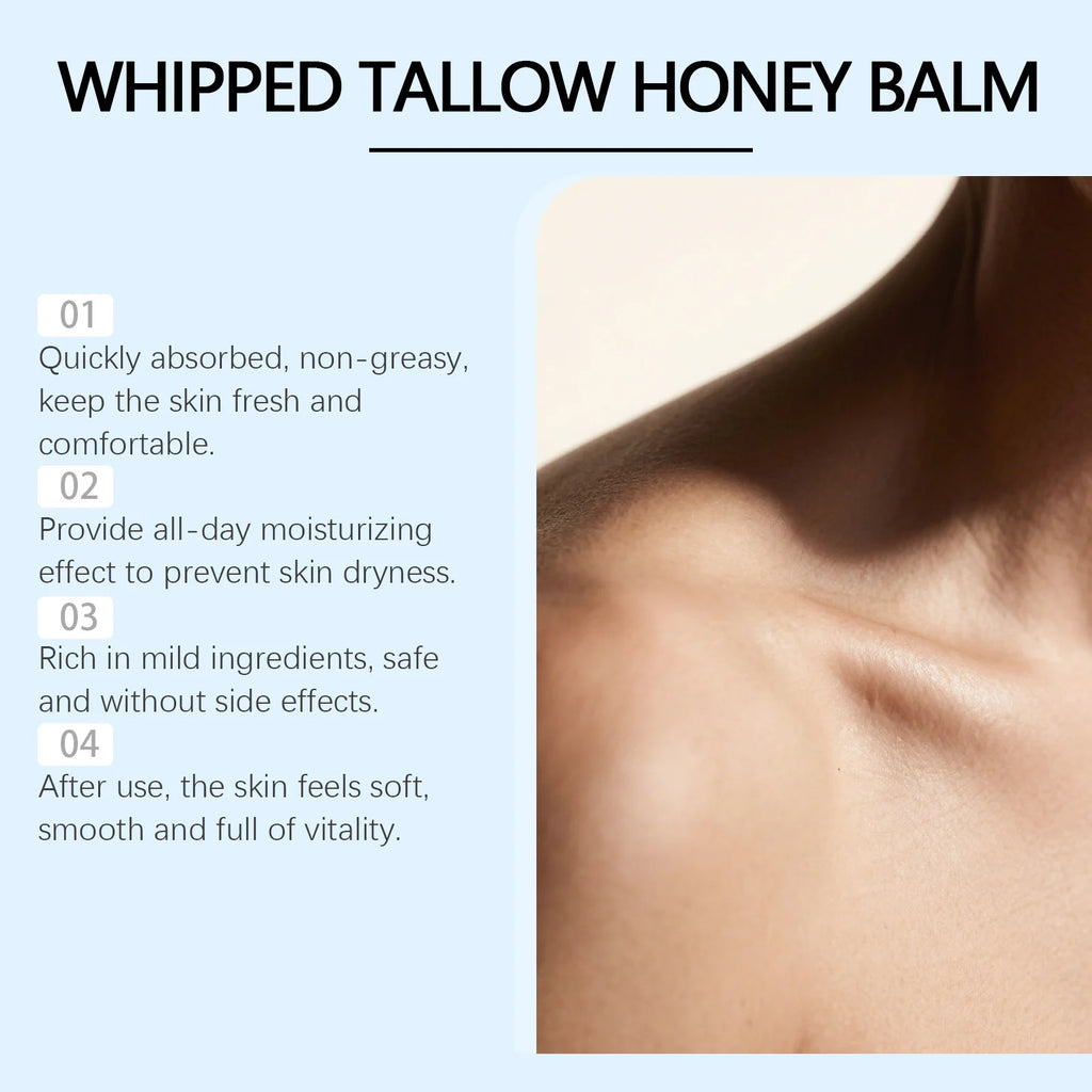 Whipped Beef Tallow And Honey Balm Moisturizing Beef Tallow Face Cream Body Lotion Grass Fed Grass Finished Face Cream Skin Care