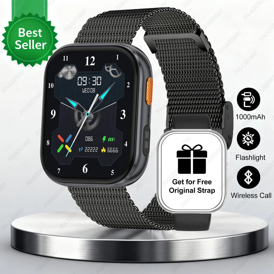 New Smart Watches Men 1000mAh Battery Heart Rate Sleep Monitor Bluetooth Call IP68 Waterproof Smartwatch Women For Android iOS