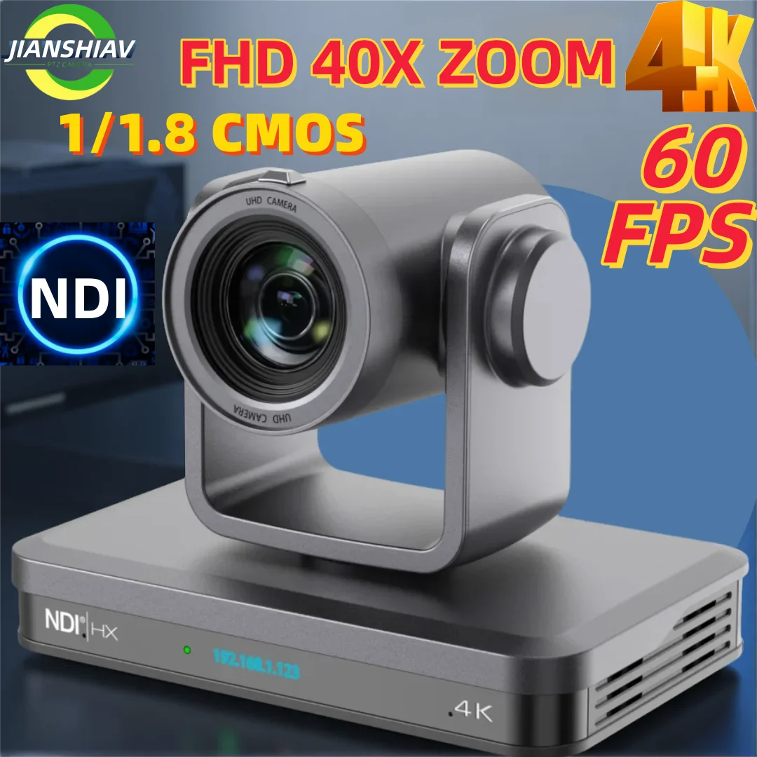 4K 60FPS PTZ Camera NDI 20/30/40X Zoom 1/1.8 CMOS HDMI SDI IP USB Live Streaming Camera POE Supports vMix for Church services
