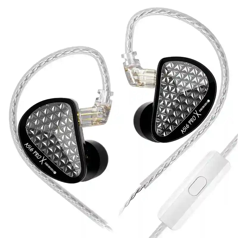 KZ AS16 Pro In-Ear Monitors | 16 Balanced Armature HiFi Earphones black with mic Tidesmit