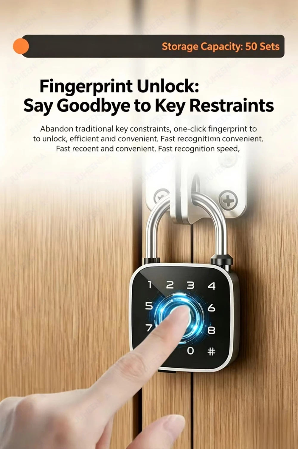 Tuya Bluetooth Fingerprint Padlock Rechargeable Digital Luggage Lock Password IP67 Waterproof Outdoor Security Electronic Lock