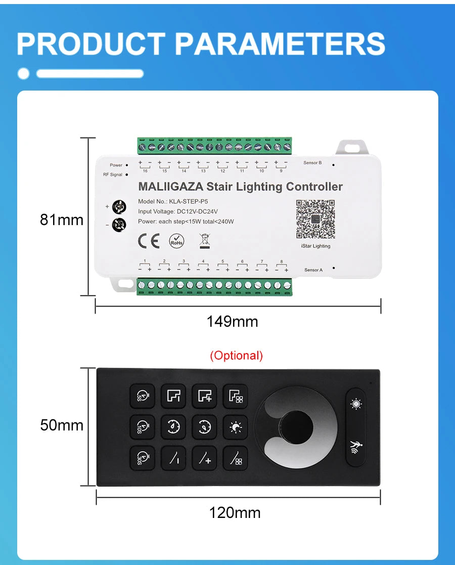Intelligent Motion Sensor Stair Light Kit, Smart Bluetooth APP Remote Control, Dynamic & Constant Lighting for Indoor Staircase