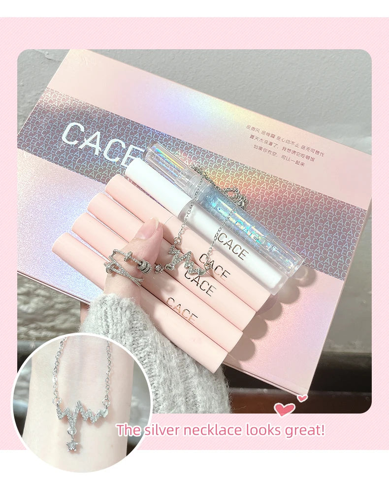Tidesmit 4-color matte liquid lipstick set with lip plumper and necklace gift texture close-up for face makeup
