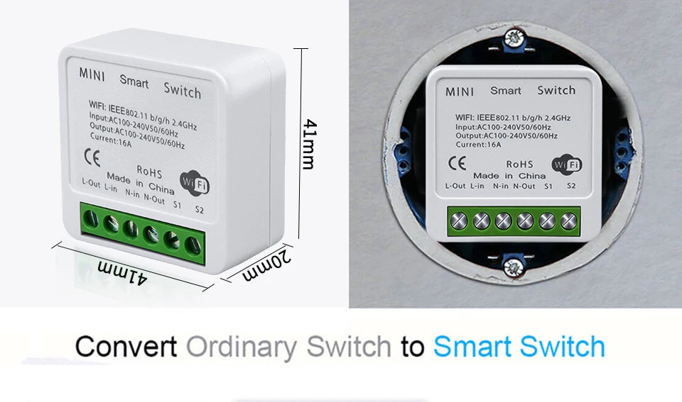 Tidesmit WiFi Smart Switch Mini - 2-Way Breaker for Home Automation Tidesmit