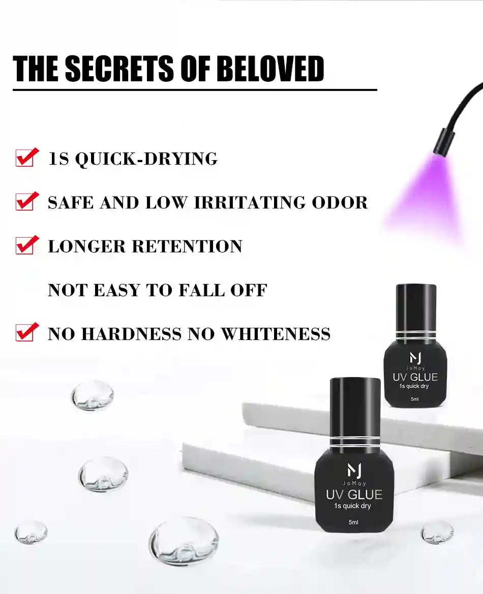 UV Eyelash Extension Glue 5ml - 0.1s Fast Dry Strong Hold Eye Massage Instrument Tidesmit
