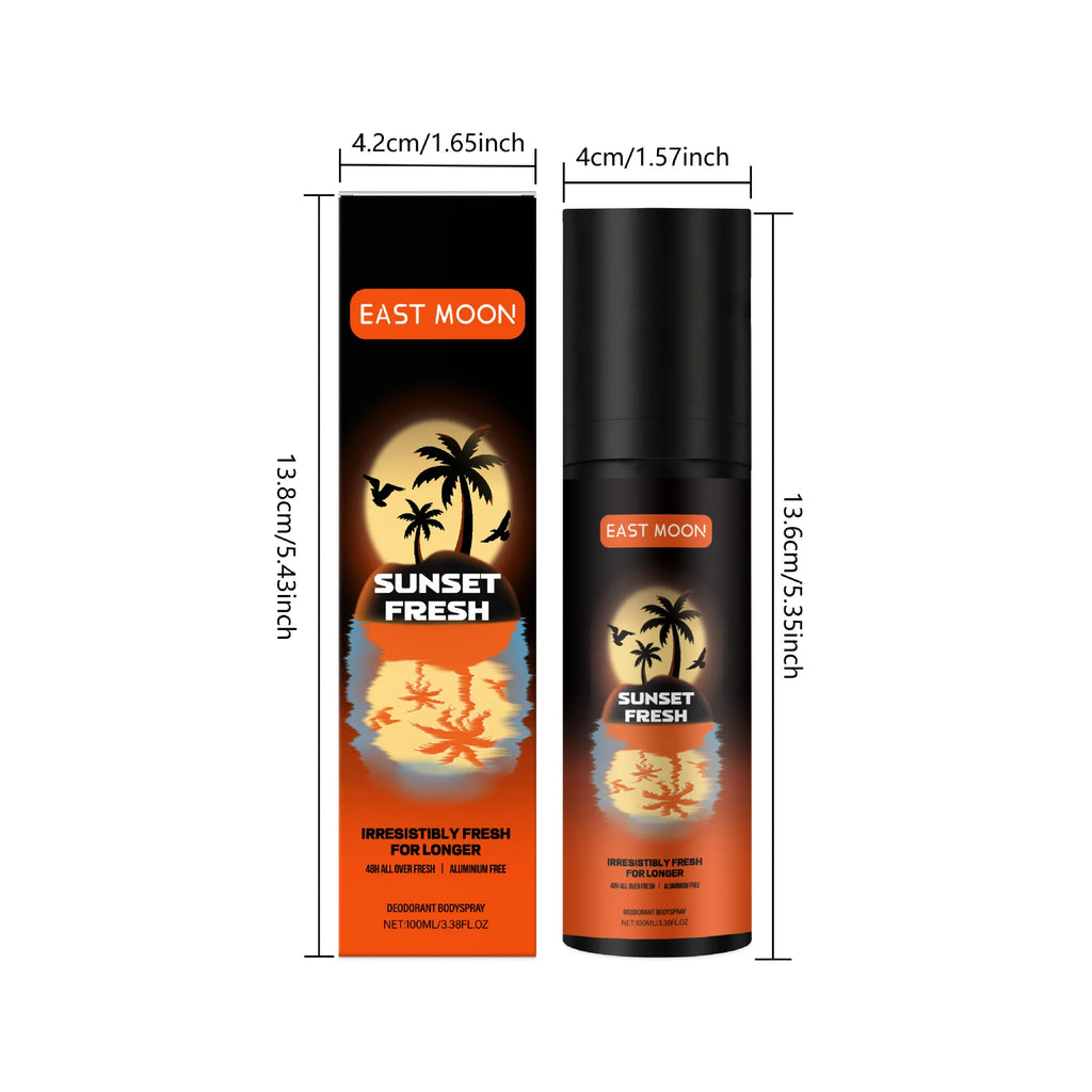 Tidesmit East Moon fruity underarm deodorizing spray for sweat elimination and body odor removal for men