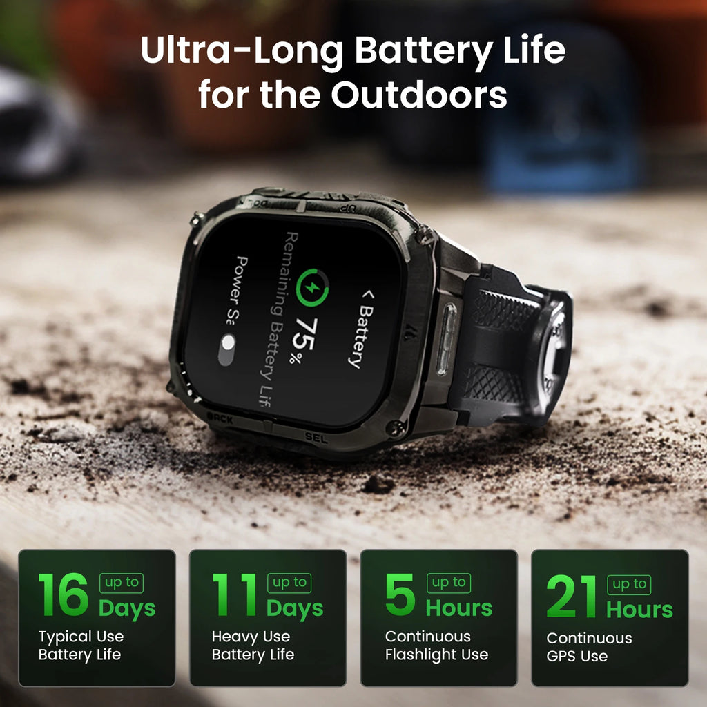 KOSPET TANK M4C Smartwatch for Men Tactical Outdoor Watch with Walkie-Talkie & GPS Military-Grade Durability 5ATM Waterproof