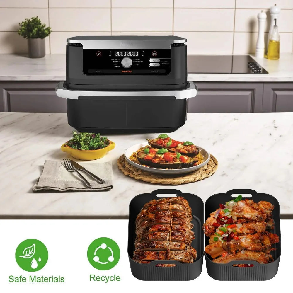 3Pcs Air Fryer Tray Silicone Mold For Ninja Af500 Air Fryer Liner Basket Reusable Oven Baking Tray Non-Stick Pizza Grill Pan