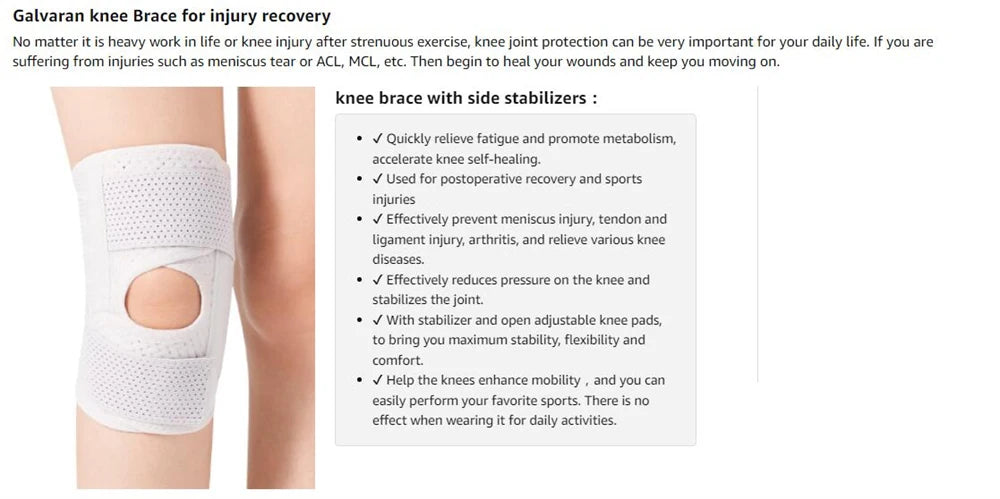 Knee Brace with Side Stabilizers Relieve Meniscus Tear Knee Pain ACL MCL Arthritis,Joint Pain,Breathable Adjustable Knee Support