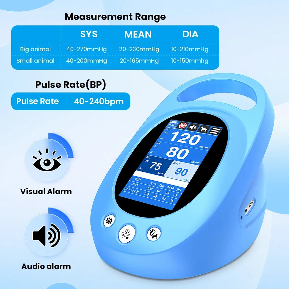 Portable Pet Blood Pressure Monitor with 4.3 Inch IPS Display and Touch Screen for Veterinary Use NIBP Tension Meter