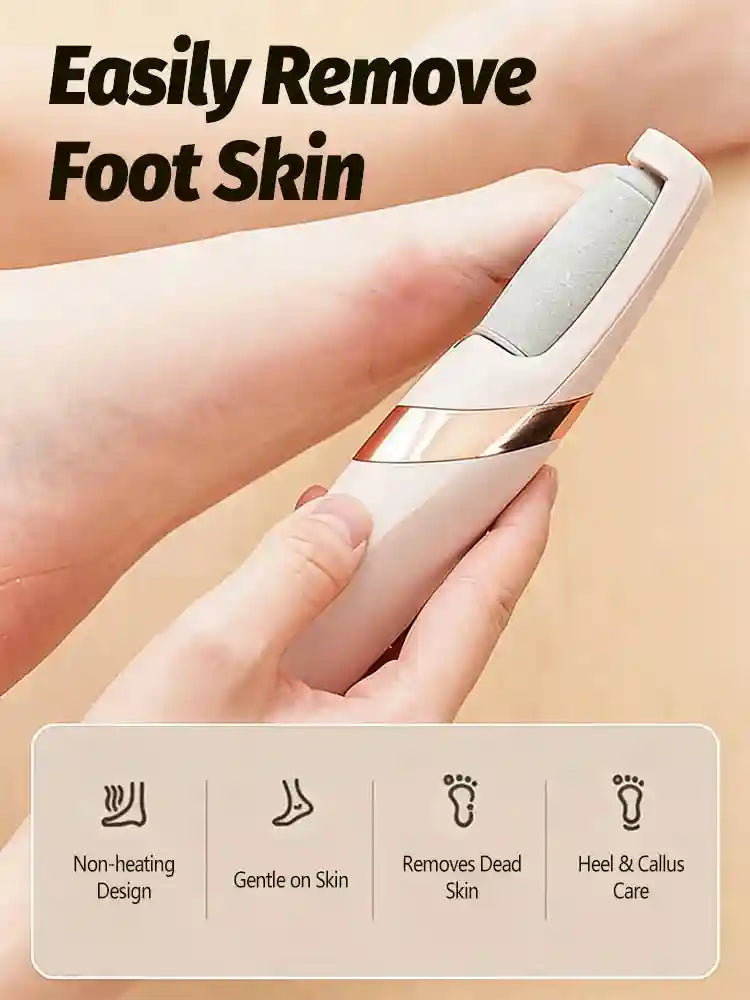 Electric Foot Callus Remover - Rechargeable Skin Exfoliator (White/Pink) Massage Roller Tidesmit