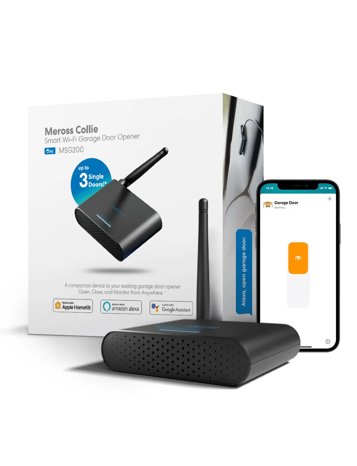 Meross WiFi Garage Door Opener APP Voice Control Smart Garage Door Switch Works with Alexa Google Home