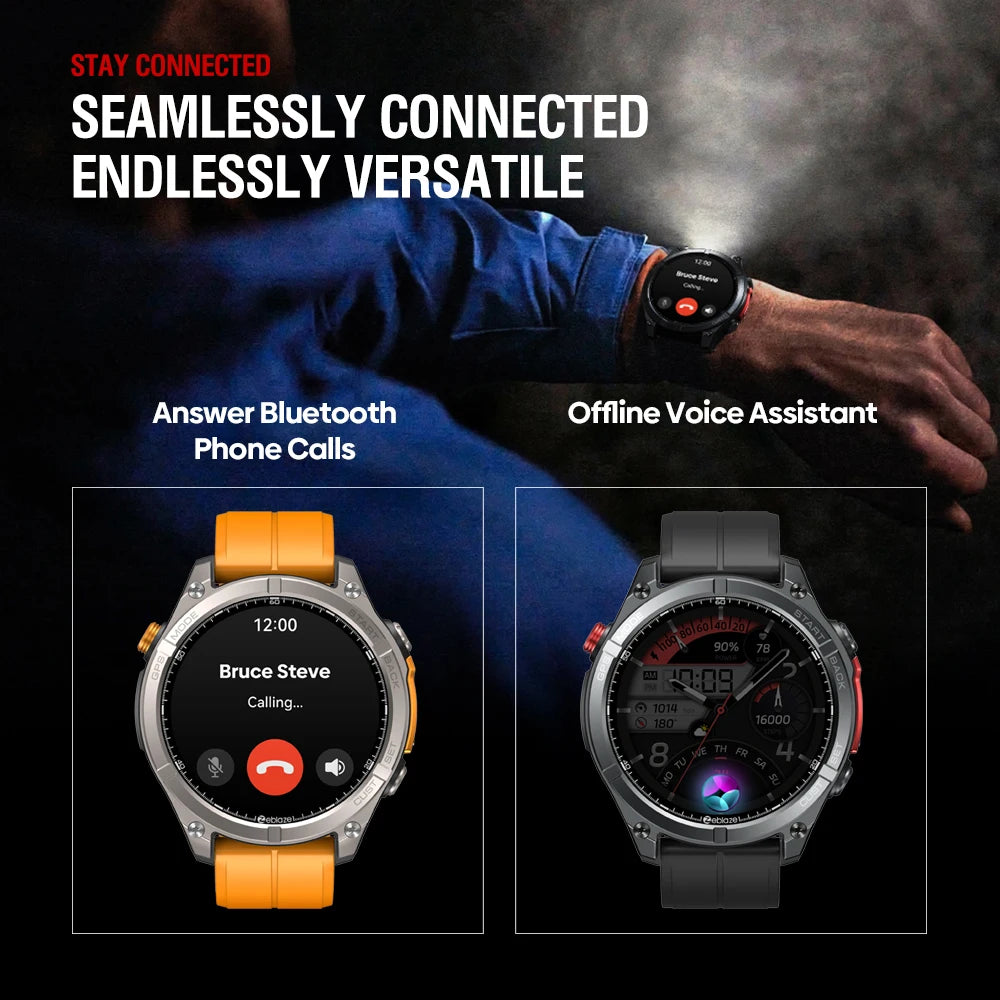 Stratos 4 GPS Smart Watch 1.43 AMOLED Display Built-in Compass Barometric Altimeter Flashlight Voice Call Smartwatch