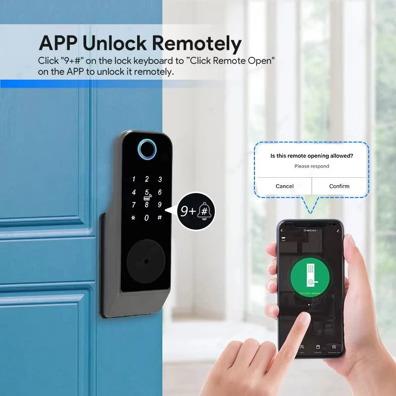 Waterproof Outdoor Smart Door Lock Tuya WiFi Fingerprint Password IC Card TTLock APP Alexa Google Home Entry Electronic Rim Lock