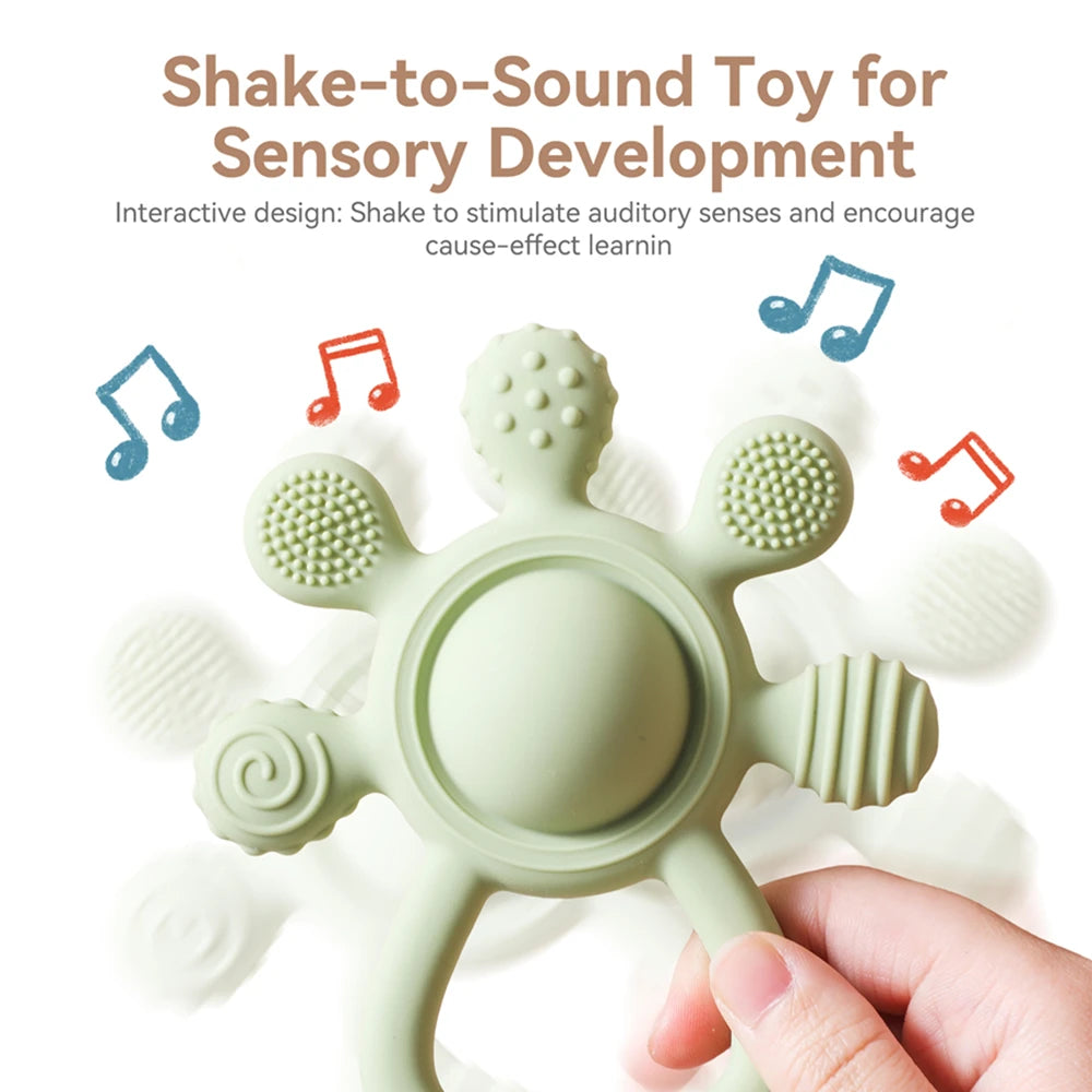 Baby BPA Free Silicone Teether Toy Rattle Silicone Teething for Teeth Newborn Accessories Food Grade Infant Soothing Nusing Toys