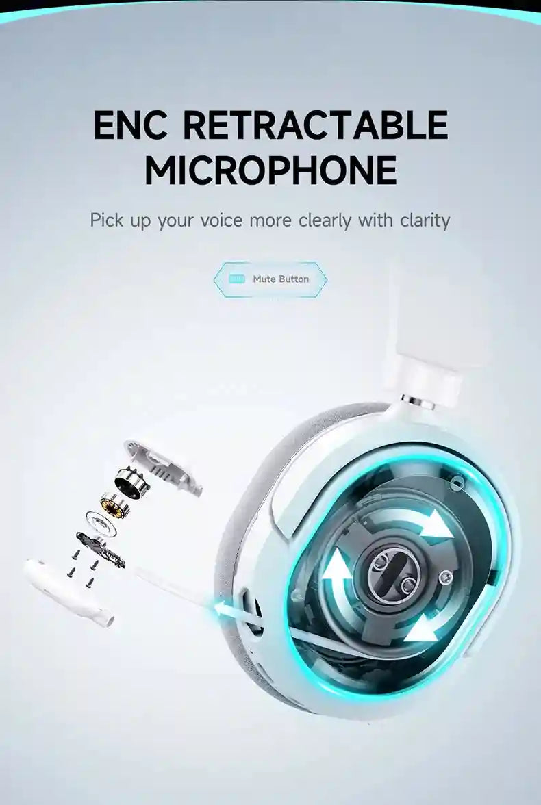 Wireless Gaming Headset: 2.4GHz Low Latency Over-Ear Headphones Tidesmit