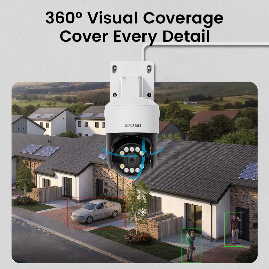ZOSI C296 4K/3K PoE PTZ Security IP Camera Outdoor AI Detection Starlight Color Night Vision 8MP/5MP HD Video Surveillance Cam