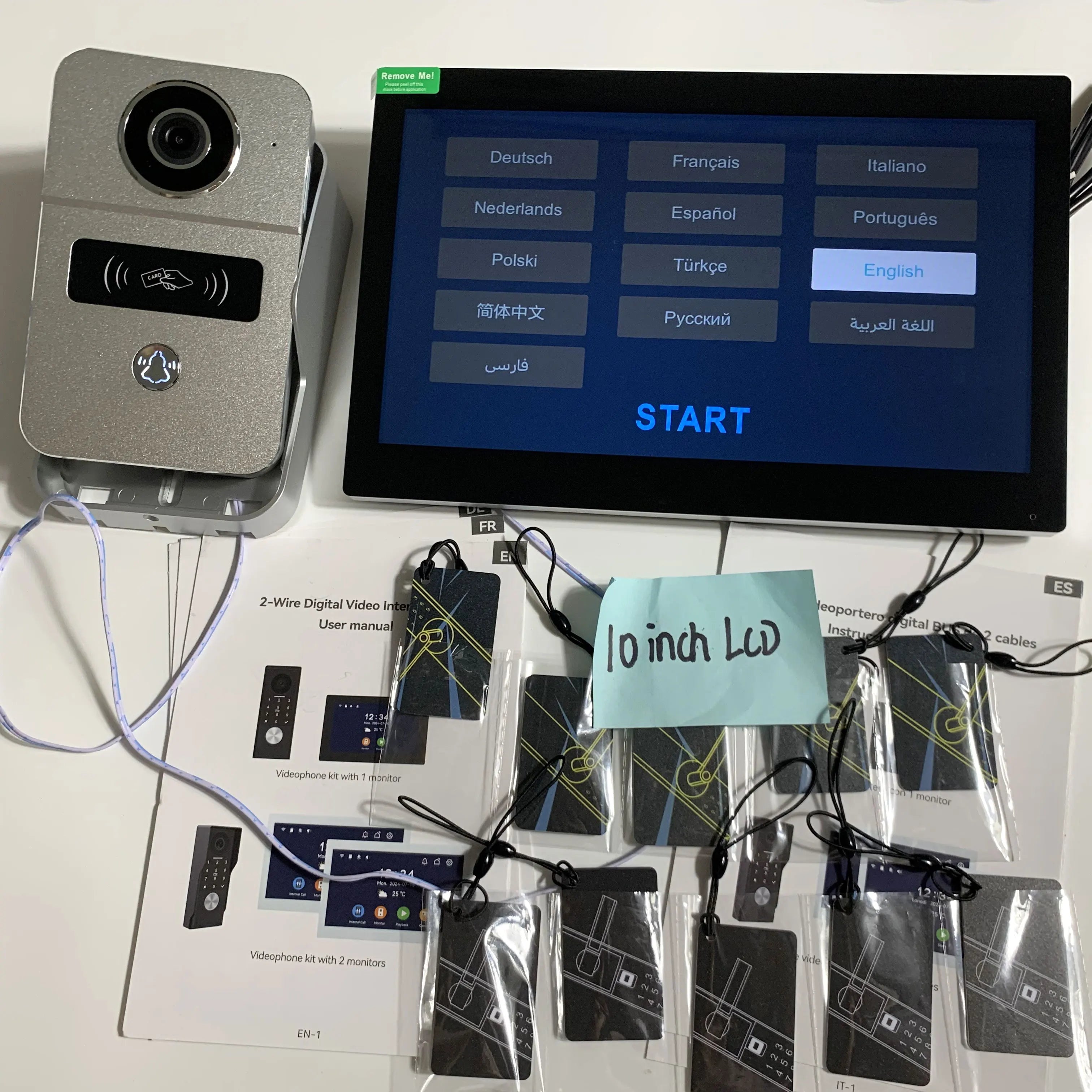 Home Smart Wireless WiFi Video Intercom Doorbell 2 10 inch Screen 1080P 2 Wires Video Doorphone System with Electric Strike Lock