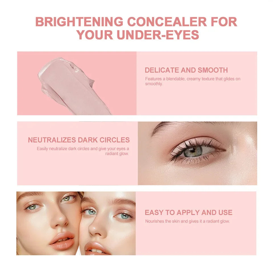 Korean Hydrating Brightening Eye Concealer and Contour Cream, Full Coverage, Long-lasting Eye Concealer for Perfect Makeup Look