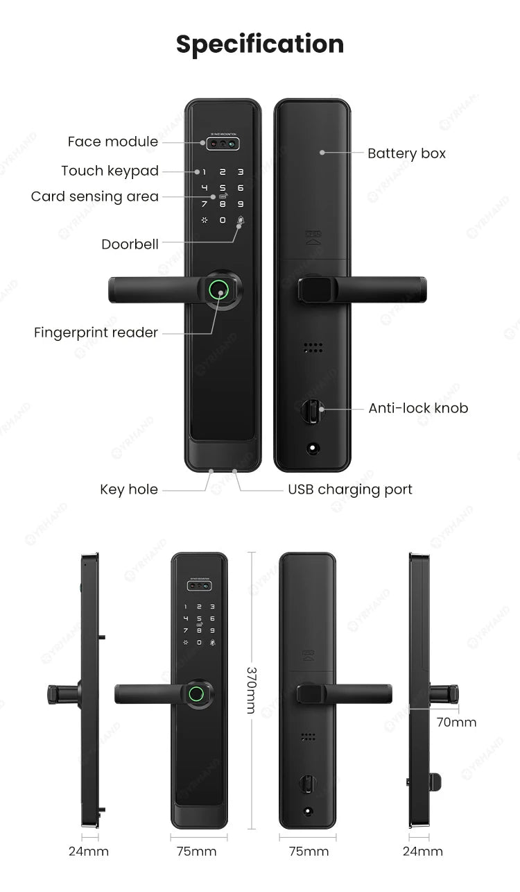 3D Face Recognition Digital Door Camera Fingerprint cerradura inteligente Electronic Smart Door Lock For Home