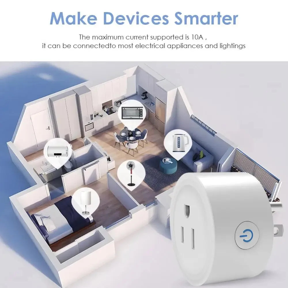 Smart Wifi Plug US Standard with Remote App Control for Alexa and Google Tidesmit