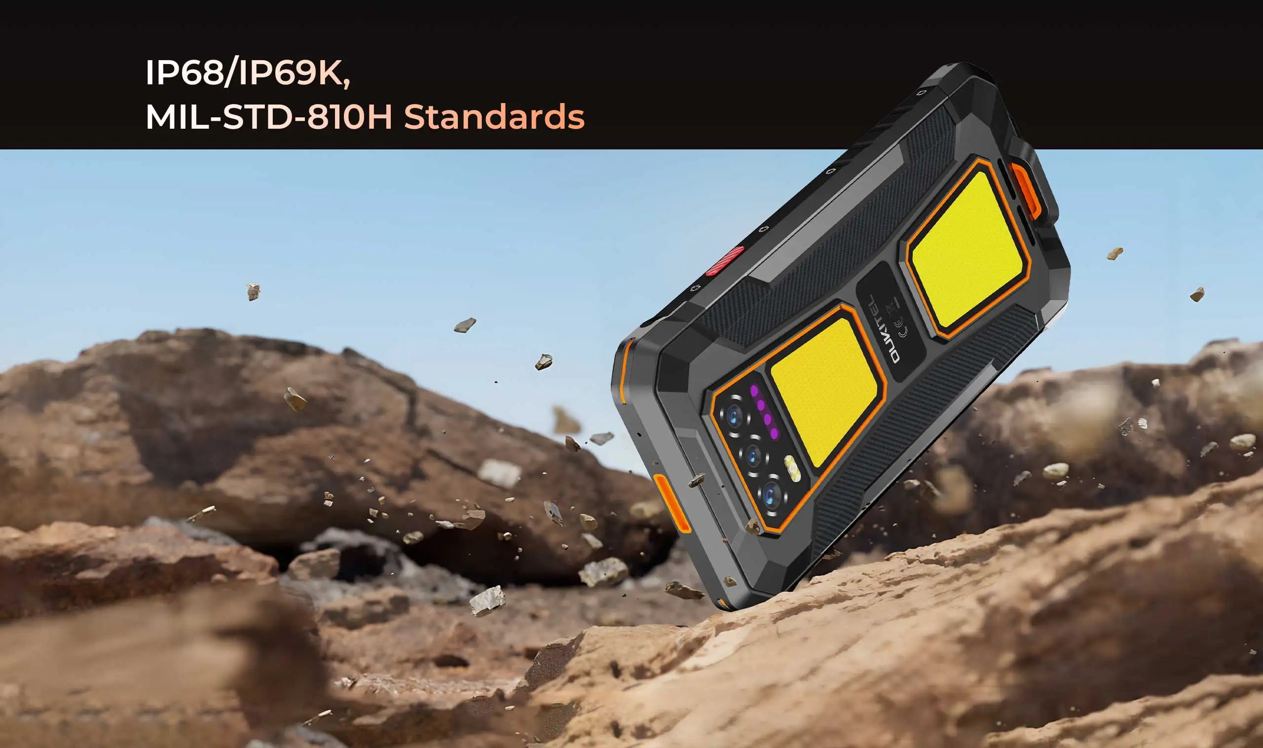 OUKITEL WP58 PRO 5G Rugged Phone 24GB(8+16) RAM + 512 ROM, 6.7'' HD 10000mAh 33W Android 15 NFC Cellphone with Dual Camping Lamp