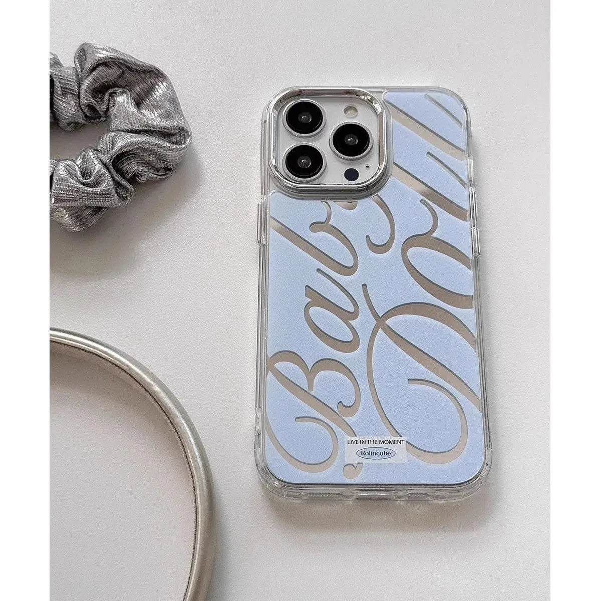 Mirror Phone Case for iPhone 16 Pro Max - Shock-Absorbing Blue Silver Finish Tidesmit