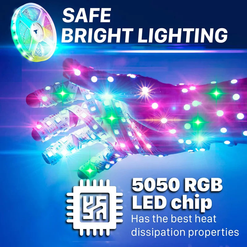 WS2811 Dreamcolor LED Strip Lights,16.4ft/5m RGBIC TUYA WiFi Phone App Controlled Waterproof Smart Music Sync Light Strip