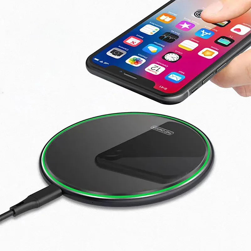 15W Fast Wireless Charger Pad - Qi Certified Black Charging Station Tidesmit