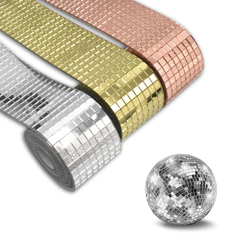 1Roll 4*100cm Home Self-Adhesive Real Glass Craft Stickers Mini Mirror Mosaic Tiles For DIY Hand Crafts Reflective Glass Tape