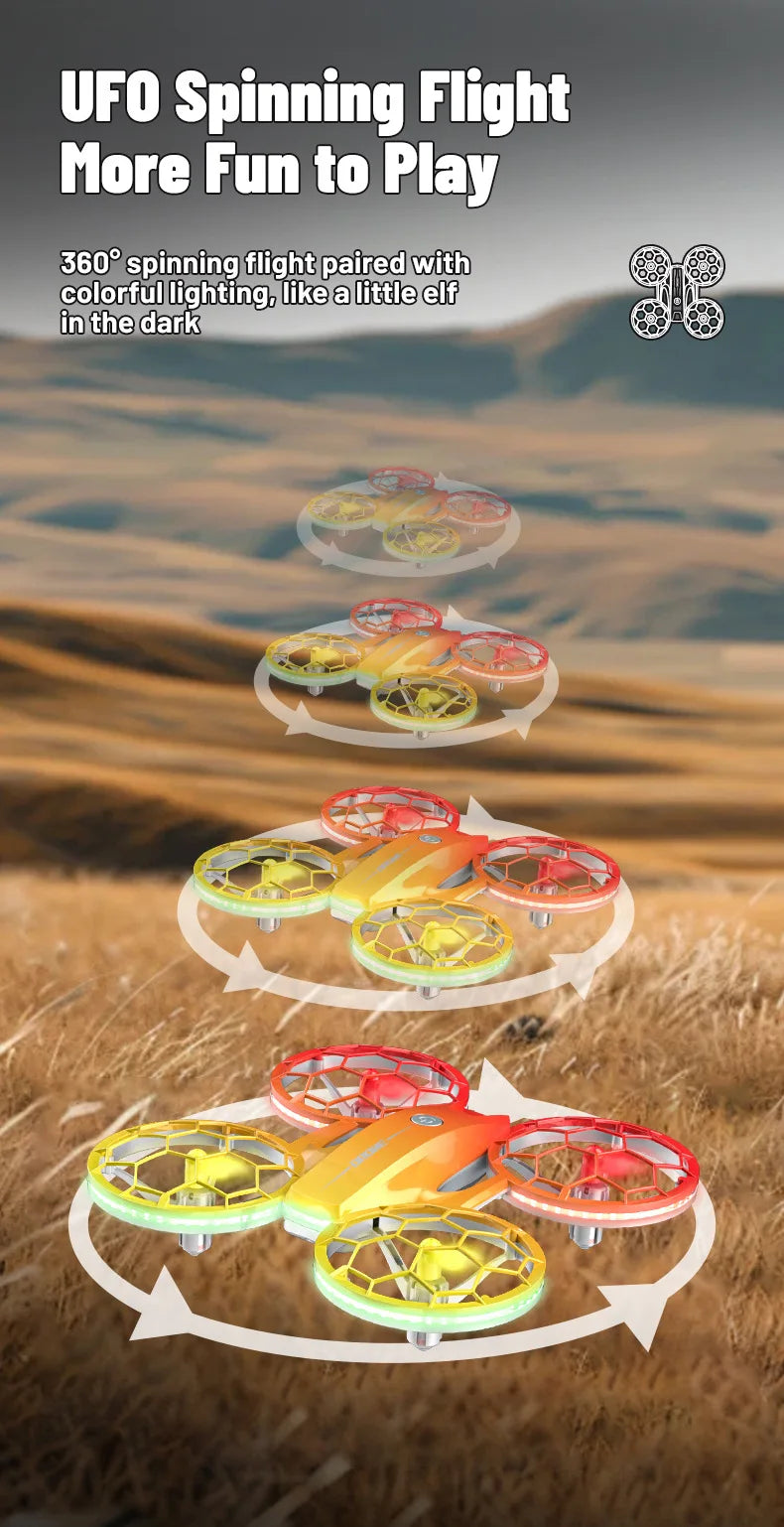 Mini RC Drone for Kids - UFO LED Beginner Drone with Obstacle Avoidance Tidesmit
