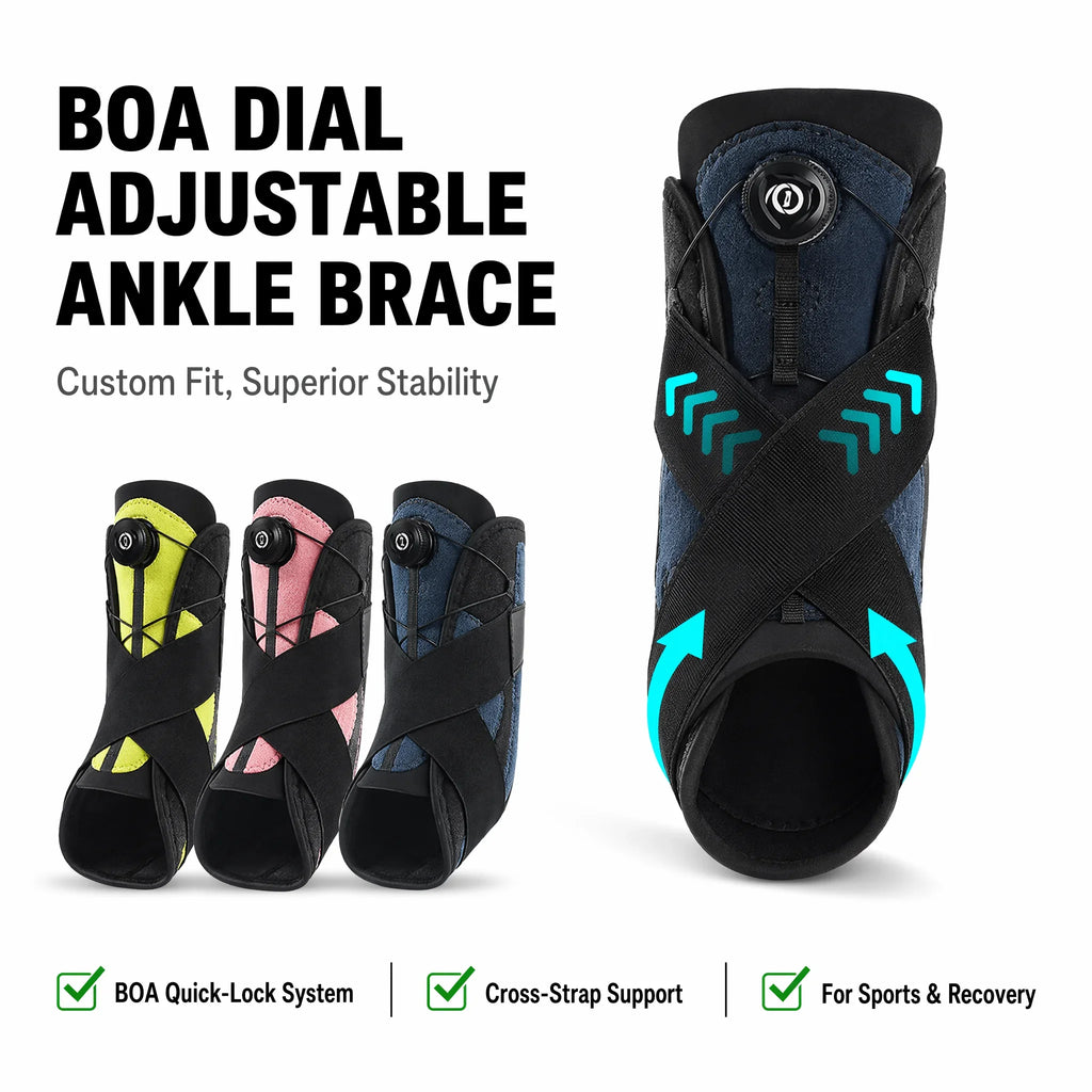Adjustable BOA Ankle Brace Support Sport Fitness Ankle Protector Sprain Recovery Stabilizer Foot Care Pain Relief Ankle Wrap