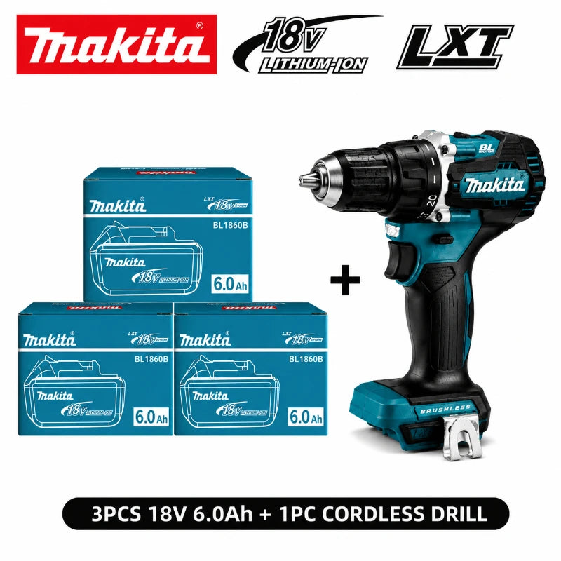Original Makita 18V Cordless Drill Brushless High Torque Electric Drill DDF487 + Battery Pack BL1860B BL1840 DIY Professional Tool EU Fast Shipping